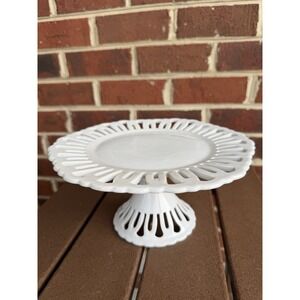 Reticulated Ceramic White 11.5" X 4.5" Pedestal Stand White Porcelain/Ceramic